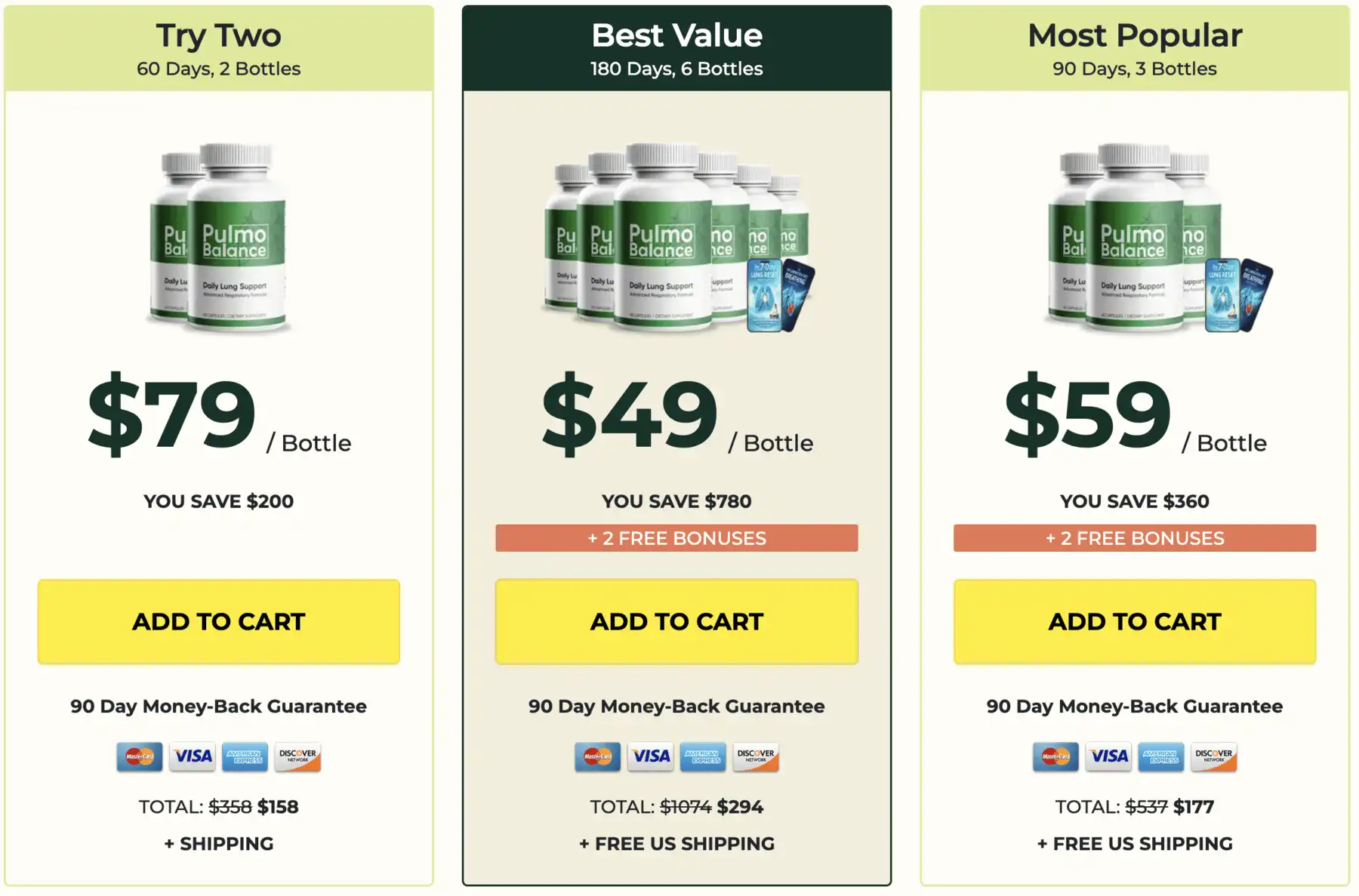 pulmo balance three package options